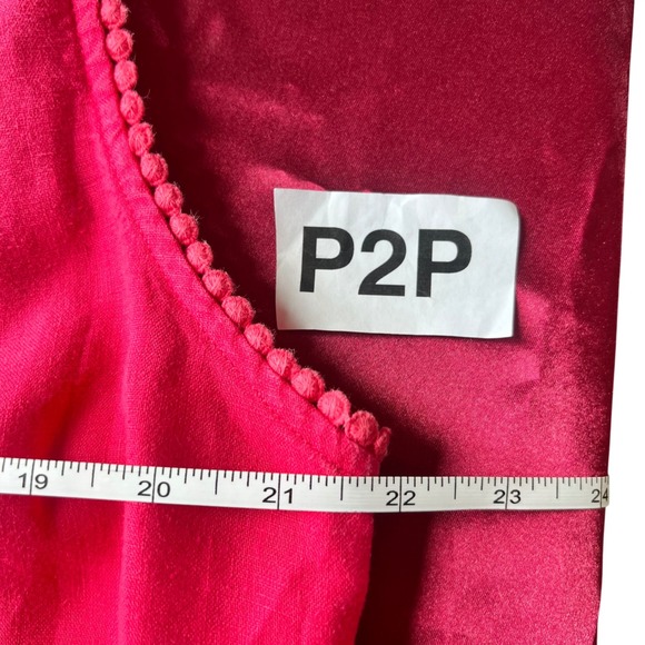 Boden Womens Sleeveless Linen Blouse Bright Pink Size 14 XL Travel lagenlook - Picture 3 of 8